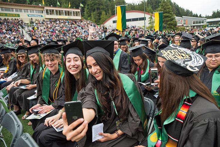 Graduates take selfie