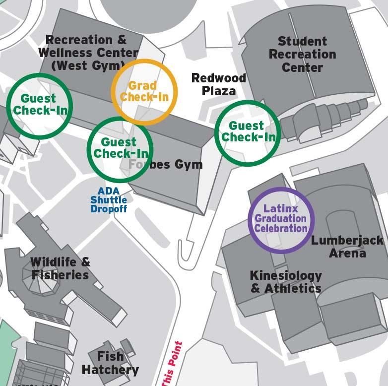 Map showing location of Grad Check-in